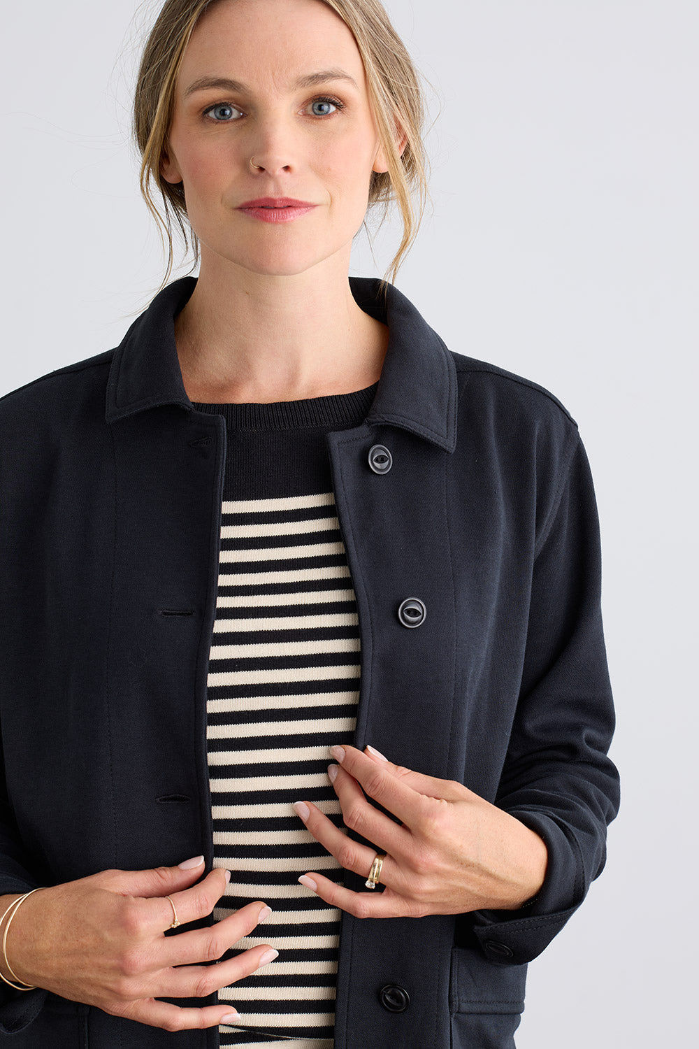 Women's Organic Cotton Double Faced Shirt Jacket | Black | Fair Indigo | Ethically Made Clothing | Fair Trade Clothes