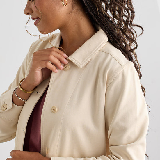 Women's Organic Cotton Double Faced Shirt Jacket | Undyed Dye Free No Dye | Fair Indigo | Ethically Made Clothing | Fair Trade Clothes