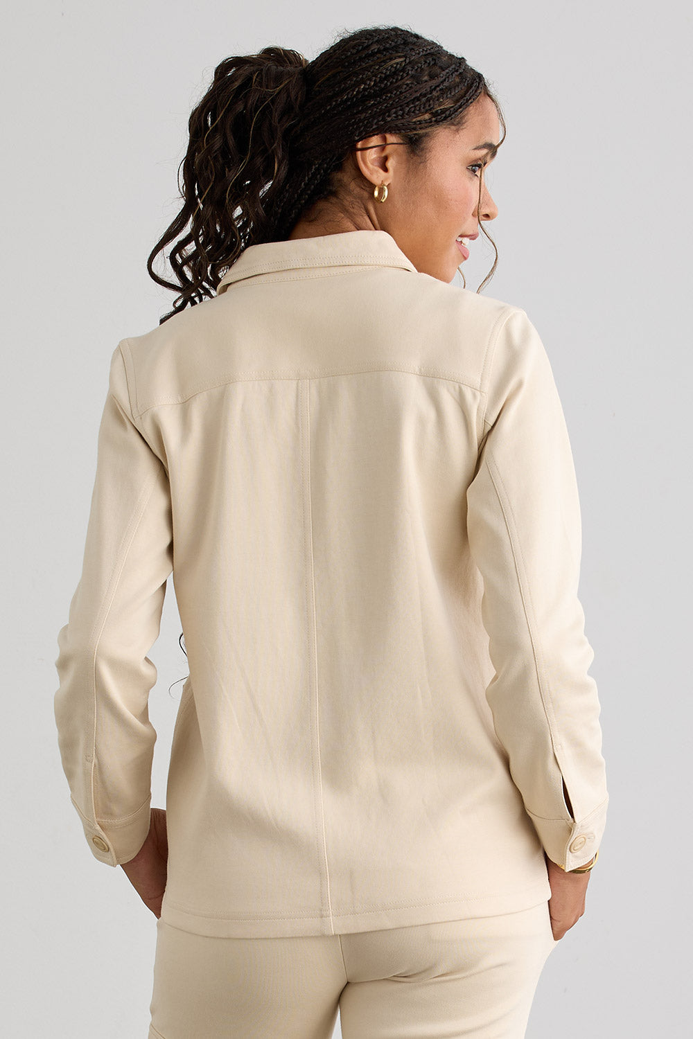 Women's Organic Cotton Double Faced Shirt Jacket | Undyed Dye Free No Dye | Fair Indigo | Ethically Made Clothing | Fair Trade Clothes