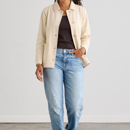 Women's Organic Cotton Double Faced Shirt Jacket | Undyed Dye Free No Dye | Fair Indigo | Ethically Made Clothing | Fair Trade Clothes