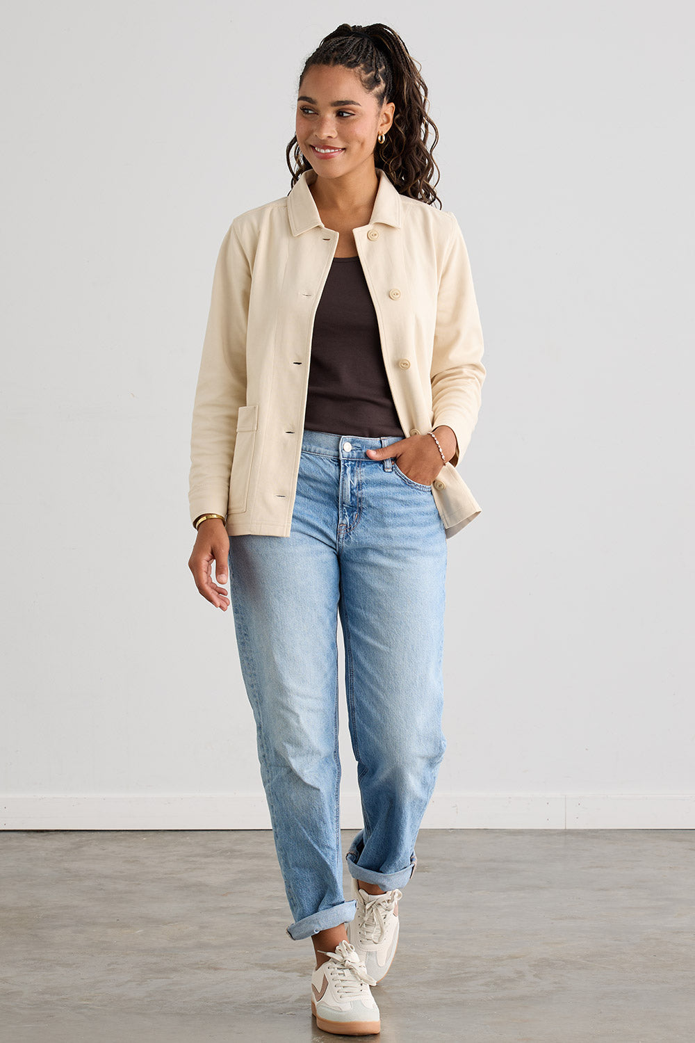 Women's Organic Cotton Double Faced Shirt Jacket | Undyed Dye Free No Dye | Fair Indigo | Ethically Made Clothing | Fair Trade Clothes