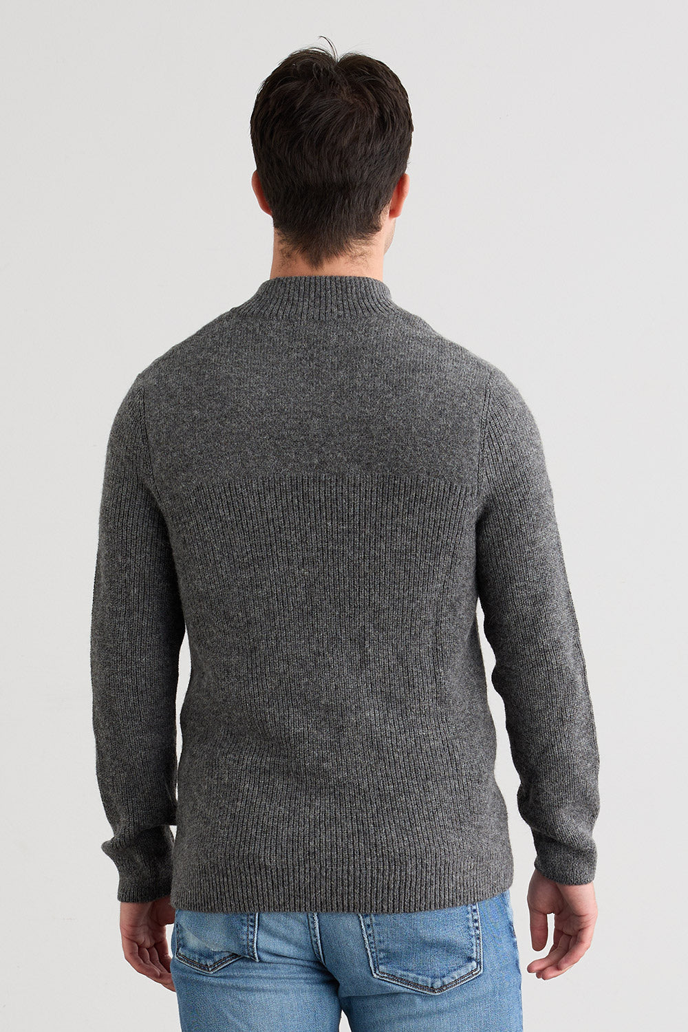 Men's Baby Alpaca Half Zip Sweater | Grey | Fair Indigo | Ethically Made Clothing | Fair Trade Clothes
