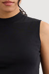 Women's Luxe 100% Organic Cotton Sleeveless Mock Neck Top | Black | Fair Indigo | Ethically Made Clothing | Fair Trade Clothes