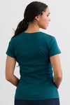 Women's Luxe 100% Organic Cotton Short Sleeve Henley | Deep Teal Green | Fair Indigo | Ethically Made Clothing | Fair Trade Clothes