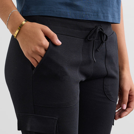 Women's Organic Cotton 100% Cotton Lightweight Joggers 28 in | Black | Fair Indigo | Ethically Made Clothing | Fair Trade Clothes