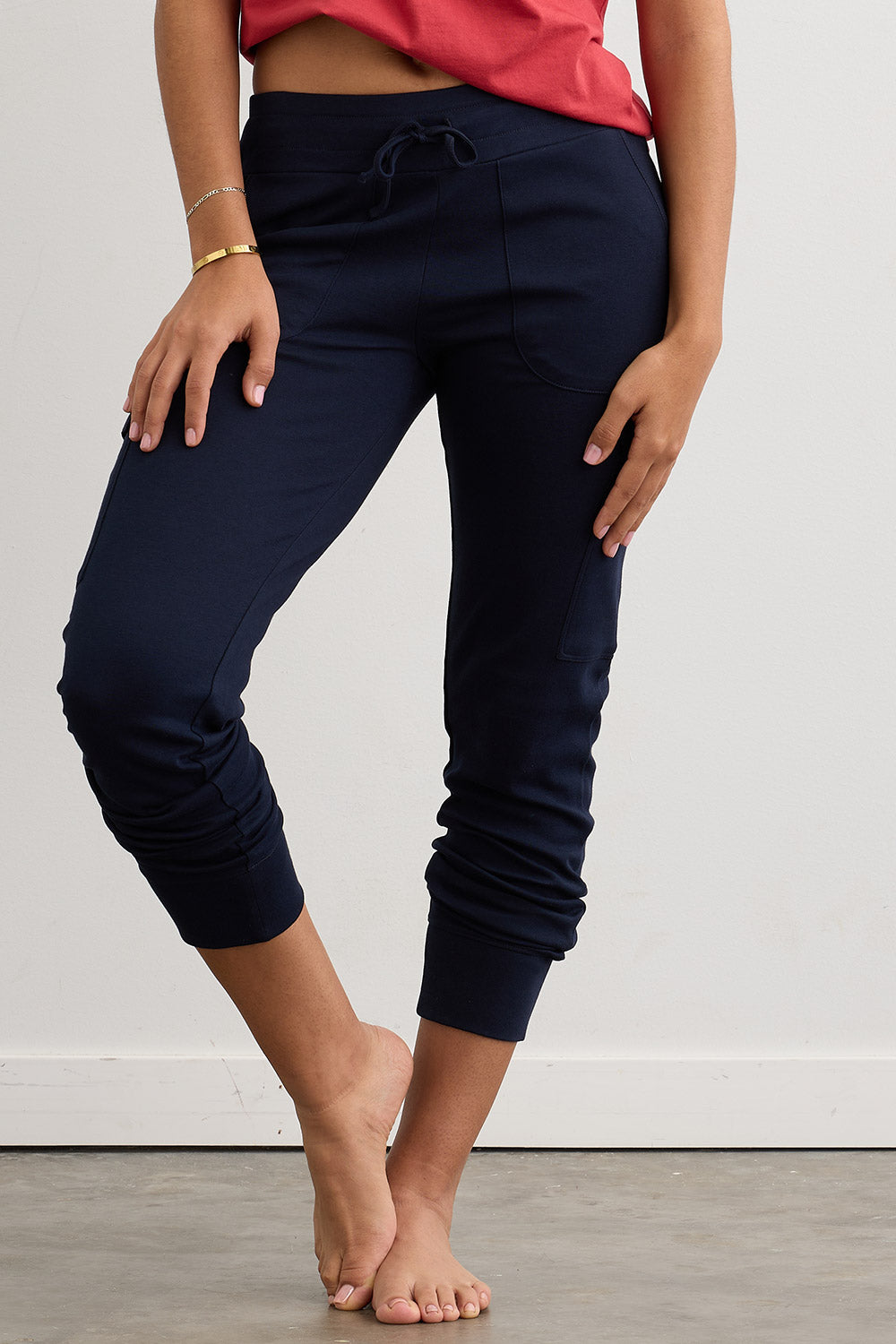Women's Organic Cotton 100% Cotton Lightweight Joggers 28 in | Dark Navy Blue | Fair Indigo | Ethically Made Clothing | Fair Trade Clothes