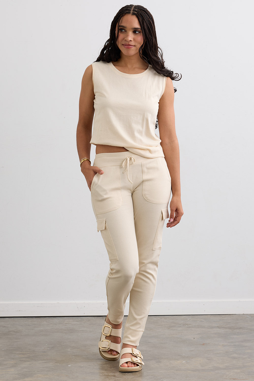 Women's Organic Cotton 100% Cotton Lightweight Joggers 28 in | Undyed Dye Free No Dye | Fair Indigo | Ethically Made Clothing | Fair Trade Clothes