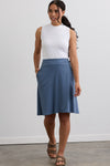 Women's 100% Organic Cotton Knit Faux Wrap Skirt | Storm Blue | Fair Indigo | Ethically Made Clothing | Fair Trade Clothes