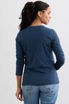 Women's Organic Cotton 100% Cotton Long Sleeve Henley | Indigo Blue | Fair Indigo | Ethically Made Clothing | Fair Trade Clothes