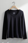 Women's Organic Cotton Long Sleeve Scoop Neck Tee | Black | Fair Indigo | Ethically Made Clothing | Fair Trade Clothes