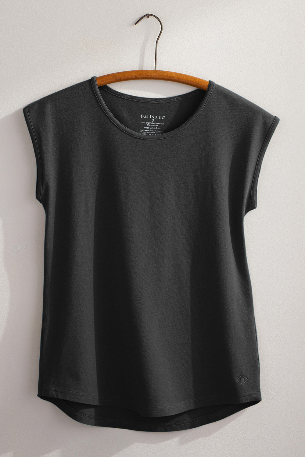 Women's Organic Cotton Cap Sleeve Easy Tee | Black | Fair Indigo | Ethically Made Clothing | Fair Trade Clothes