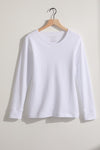 Women's Luxe 100% Organic Cotton Jewel Neck Long Sleeve Tee | White | Fair Indigo | Ethically Made Clothing | Fair Trade Clothes