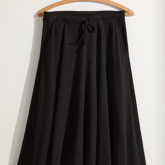 Women's 100% Organic Cotton Midi Skirt with Pockets | Black | Fair Indigo | Ethically Made Clothing | Fair Trade Clothes