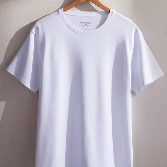 Men's Organic Cotton Crew Neck T-shirt | White | Fair Indigo | Ethically Made Clothing | Fair Trade Clothes