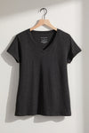 Women's 100% Organic Cotton Relaxed V-neck T-shirt | Dark Charcoal Grey Heather | Fair Indigo | Ethically Made Clothing | Fair Trade Clothes
