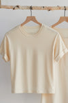 Women's Organic Cotton 100% Cotton Relaxed Crop T-shirt | Undyed Dye Free No Dye | Fair Indigo | Ethically Made Clothing | Fair Trade Clothes