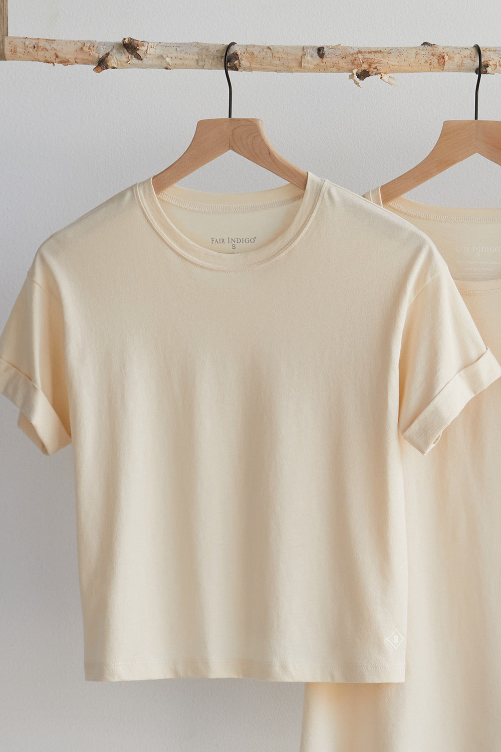 Women's Organic Cotton 100% Cotton Relaxed Crop T-shirt | Undyed Dye Free No Dye | Fair Indigo | Ethically Made Clothing | Fair Trade Clothes