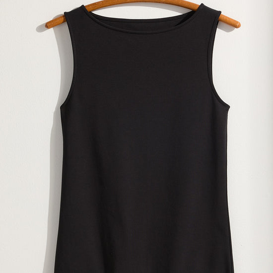 Women's Luxe 100% Organic Cotton Sleeveless Boat Neck Tee | Black | Fair Indigo | Ethically Made Clothing | Fair Trade Clothes