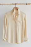 Women's 100% Organic Cotton Knit Button Down Shirt | Undyed Dye Free No Dye | Fair Indigo | Ethically Made Clothing | Fair Trade Clothes
