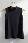 Women's Organic Cotton Sleeveless Mock Neck Tee | Black | Fair Indigo | Ethically Made Clothing | Fair Trade Clothes