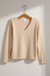 Women's Organic Cotton 100% Cotton Relaxed V-neck Sweater | Undyed Dye Free No Dye | Fair Indigo | Ethically Made Clothing | Fair Trade Clothes