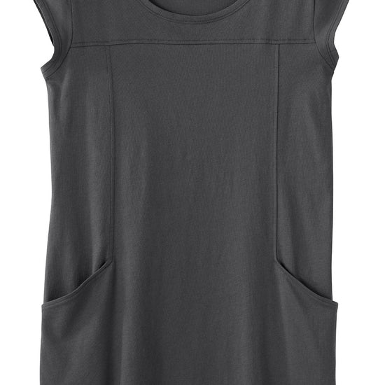 Women's Organic Cotton 100% Cotton Cap Sleeve Pocket Tunic | Grey | Fair Indigo | Ethically Made Clothing | Fair Trade Clothes