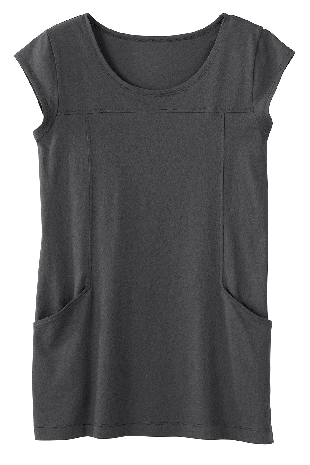 Women's Organic Cotton 100% Cotton Cap Sleeve Pocket Tunic | Grey | Fair Indigo | Ethically Made Clothing | Fair Trade Clothes