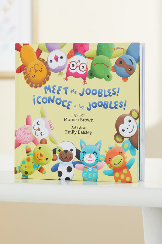 A bilingual childrens book titled Meet the Joobles! ¬°Conoce a los Joobles! with colorful illustrated animal characters on the cover.