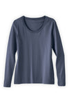 Women's Organic Cotton Long Sleeve Scoop Neck Tee | Slate Blue Grey | Fair Indigo | Ethically Made Clothing | Fair Trade Clothes