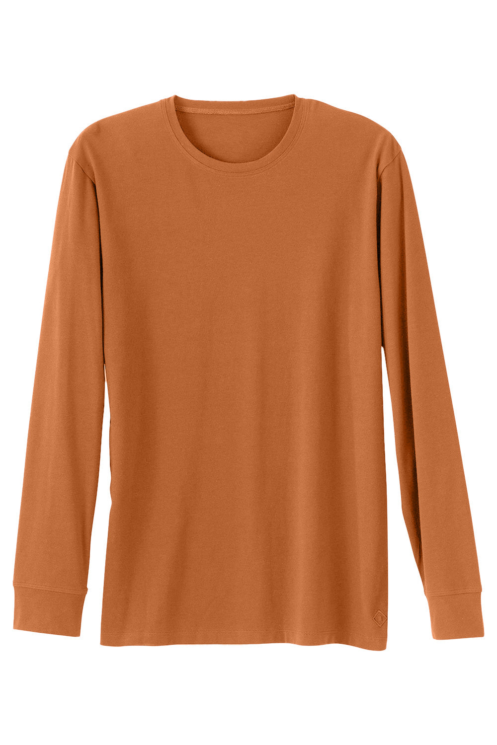 Men's 100% Organic Cotton Long Sleeve Crew Neck T-shirt | Tomato Cream Orange | Fair Indigo | Ethically Made Clothing | Fair Trade Clothes