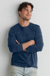 Men's 100% Organic Cotton Long Sleeve Crew Neck T-shirt | Indigo Blue | Fair Indigo | Ethically Made Clothing | Fair Trade Clothes