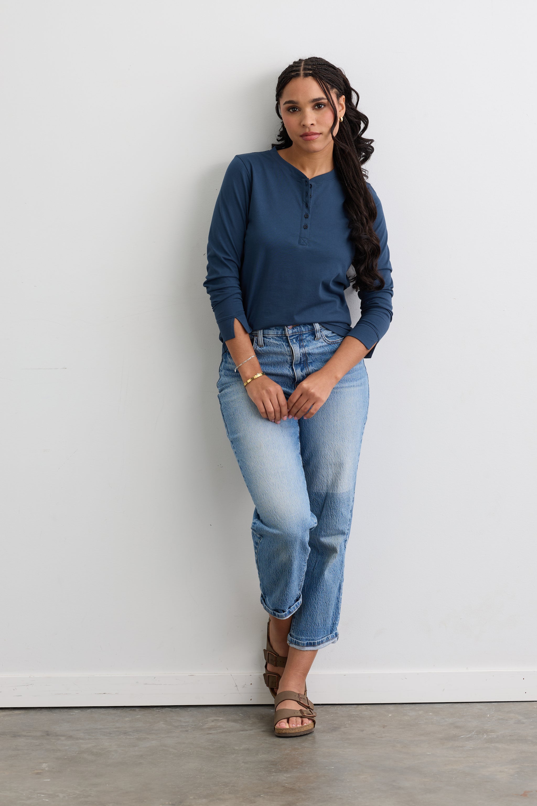 womens organic 100% cotton henley