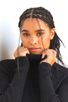 Women's Organic Cotton Ribbed Turtleneck Sweater | Black | Fair Indigo | Ethically Made Clothing | Fair Trade Clothes