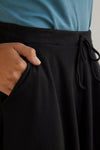 Women's 100% Organic Cotton Midi Skirt with Pockets | Black | Fair Indigo | Ethically Made Clothing | Fair Trade Clothes