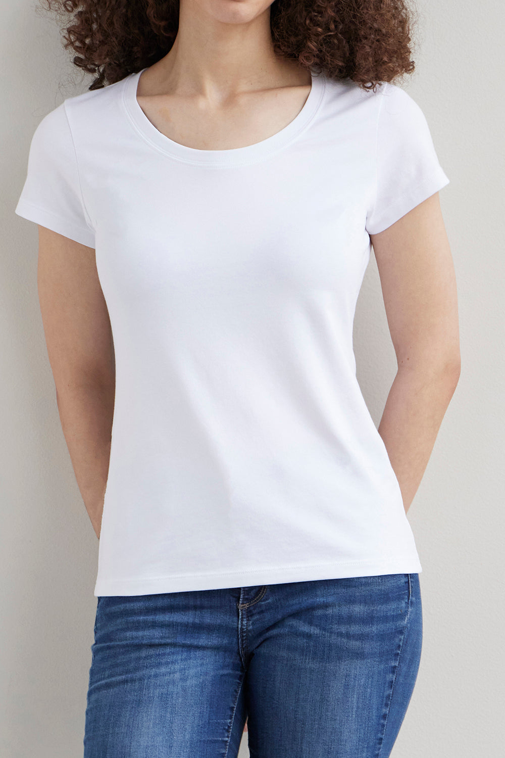 Women's Organic Cotton Slim Scoop Neck Tee | White | Fair Indigo | Ethically Made Clothing | Fair Trade Clothes