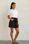 organic french terry tie waist short - black - fair indigo -fair trade - ethically made
