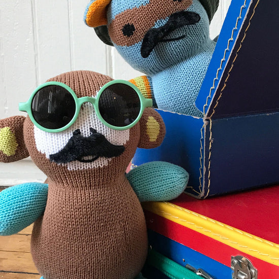 racky the raccoon organic cotton stuffed animal - ethically made - fair trade - fair indigo - joobles